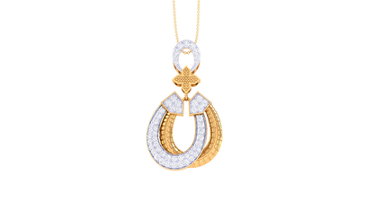 Delicate Floral Lustrous Gold Pendent - 0.52 Ct Sparking Round Diamonds