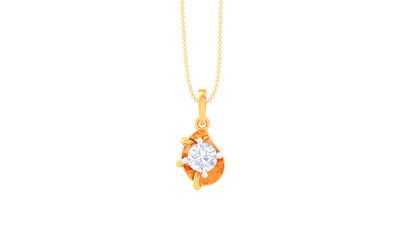 Tear Drop Solitaire Pendant In Gold – 0.59 Ct Round Diamond