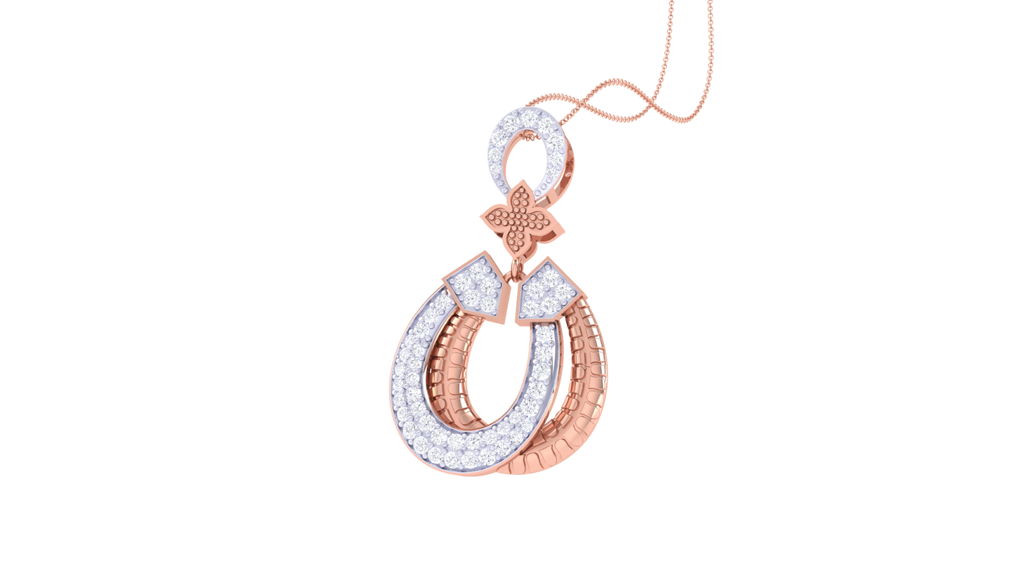 Delicate Floral Lustrous Gold Pendent - 0.52 Ct Sparking Round Diamonds