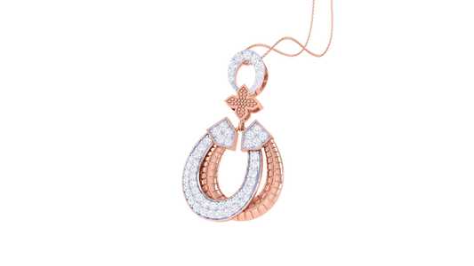 Delicate Floral Lustrous Gold Pendent - 0.52 Ct Sparking Round Diamonds