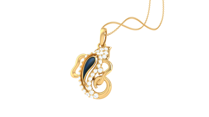 Artistic Ganpati Gold Pendant - 0.20 Ct Dazzling Diamonds