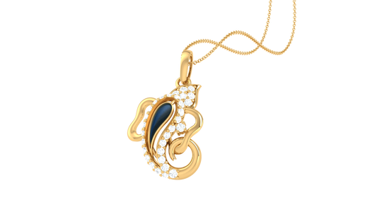 Artistic Ganpati Gold Pendant - 0.20 Ct Dazzling Diamonds