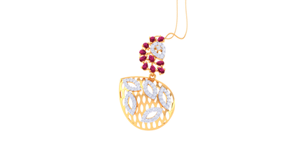 Ruby Cascade Pendent In Gold - 0.61 Ct Round Diamonds