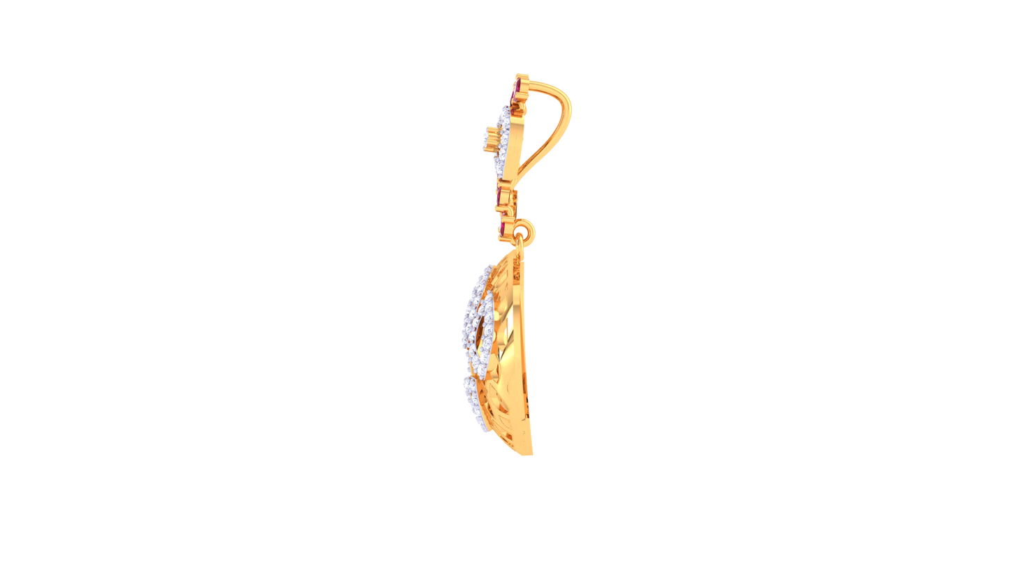 Ruby Cascade Pendent In Gold - 0.61 Ct Round Diamonds