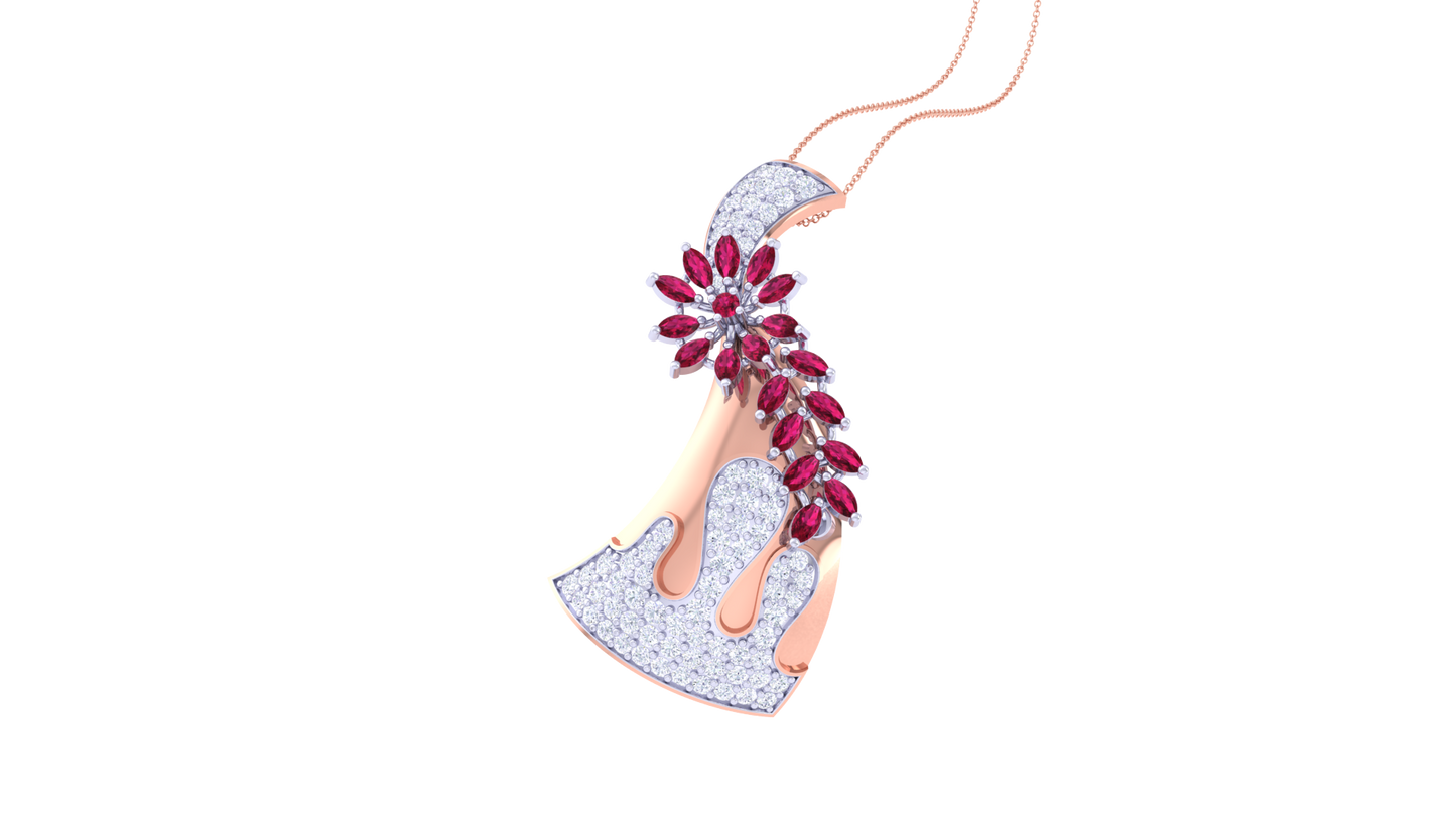 Crimson Vine Pendent In Gold - 0.86 Ct Brilliant Round Diamonds