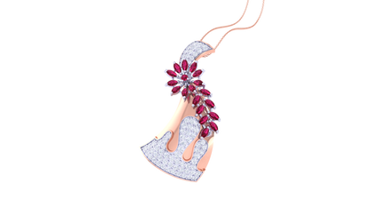 Crimson Vine Pendent In Gold - 0.86 Ct Brilliant Round Diamonds