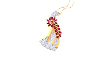 Crimson Vine Pendent In Gold - 0.86 Ct Brilliant Round Diamonds