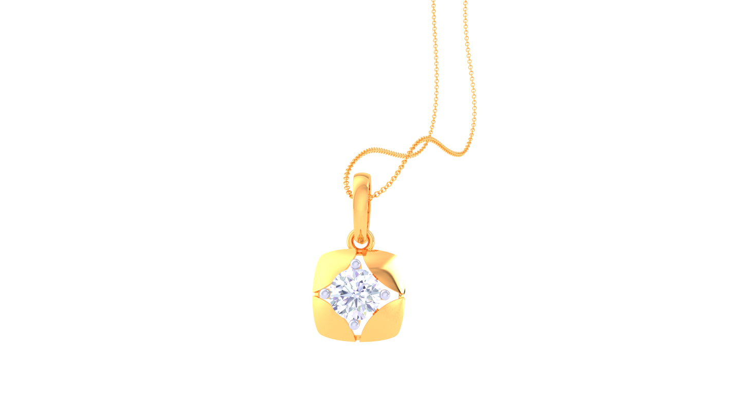 Princess Frame Solitaire Pendent In Gold – 0.59 Ct Round Diamond