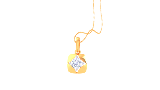 Princess Frame Solitaire Pendent In Gold – 0.59 Ct Round Diamond