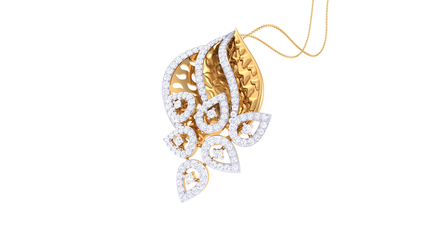 Blooming Floral Pendent In Gold - 0.96 Ct Round Diamonds