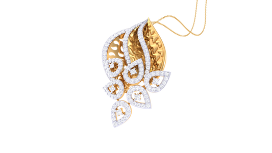 Blooming Floral Pendent In Gold - 0.96 Ct Round Diamonds