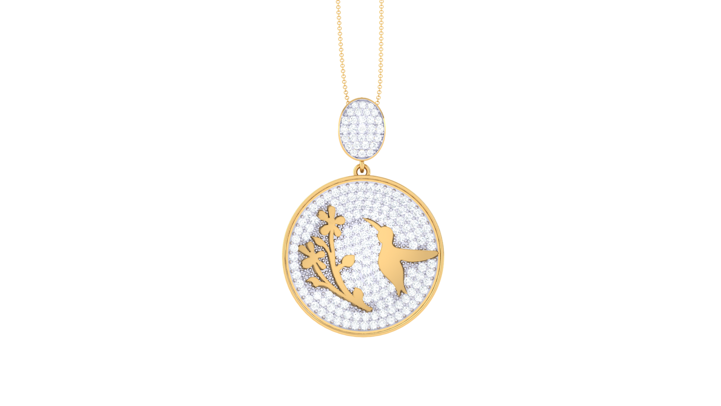 Nature Silhouette Design Gold Pendant - 1.26 ct Diamond-Encrusted