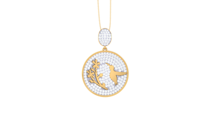 Nature Silhouette Design Gold Pendant - 1.26 ct Diamond-Encrusted