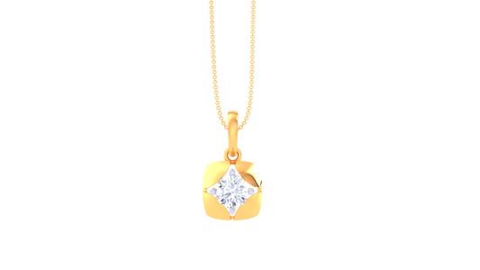 Princess Frame Solitaire Pendent In Gold – 0.59 Ct Round Diamond