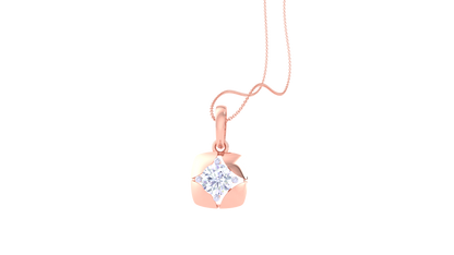 Princess Frame Solitaire Pendent In Gold – 0.59 Ct Round Diamond