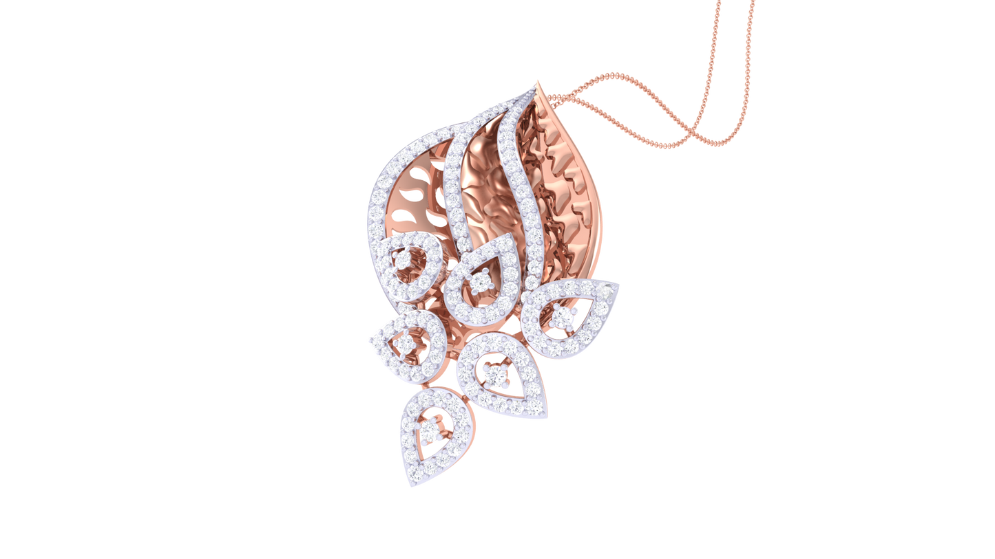 Blooming Floral Pendent In Gold - 0.96 Ct Round Diamonds