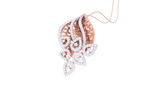 Blooming Floral Pendent In Gold - 0.96 Ct Round Diamonds