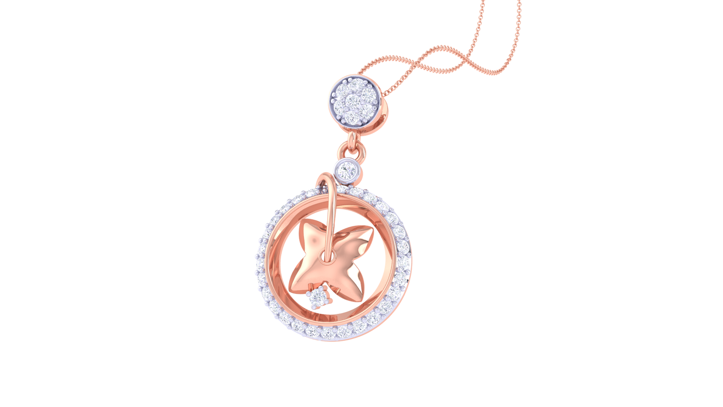 Star Lattice Diamoond Pendent In Gold - 0.41 Ct