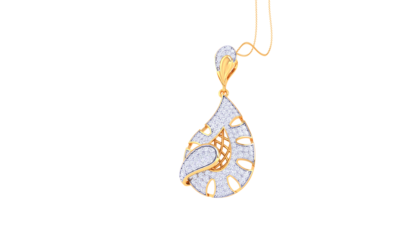 Petal Spiral Pendent In Gold - 1.23 Ct Round Cut Diamonds With Brilliance and Timeless Sophistcation