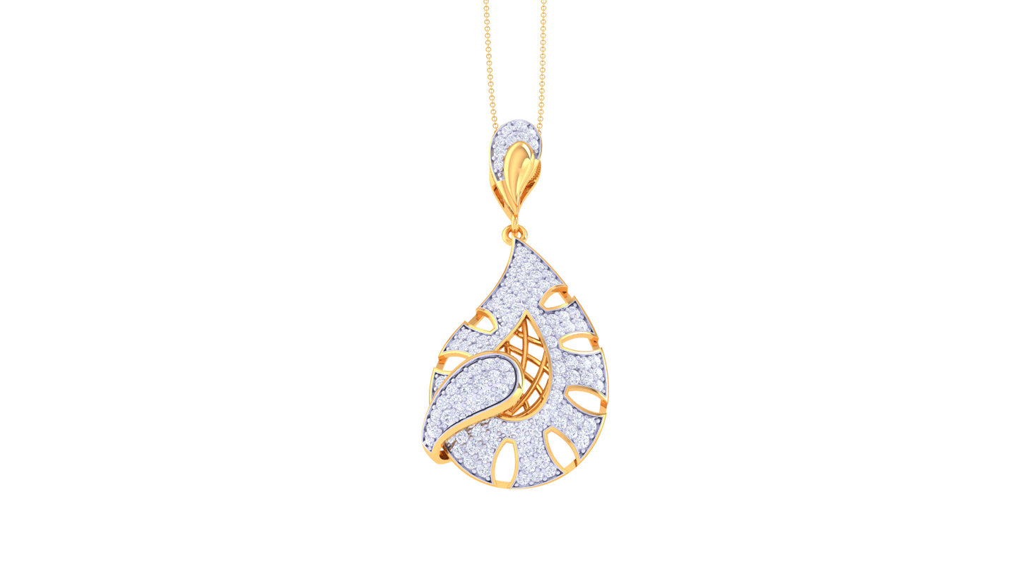 Petal Spiral Pendent In Gold - 1.23 Ct Round Cut Diamonds With Brilliance and Timeless Sophistcation