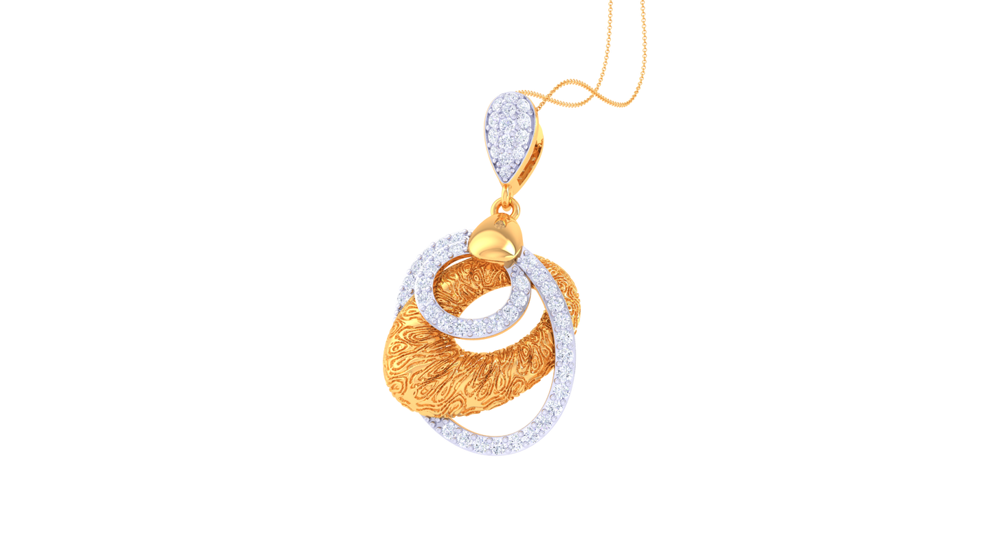 Twist Of Elegance Golden Pendent - 0.60 Ct Sparkling Round Diamonds With Timeless Elegance