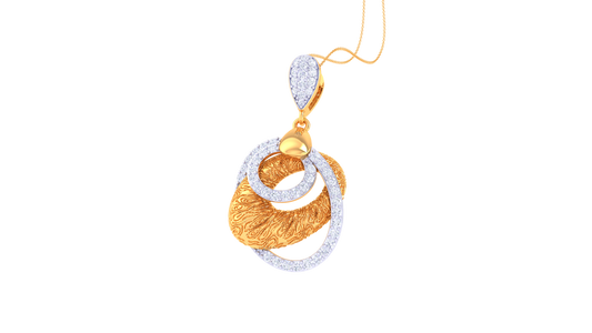 Twist Of Elegance Golden Pendent - 0.60 Ct Sparkling Round Diamonds With Timeless Elegance