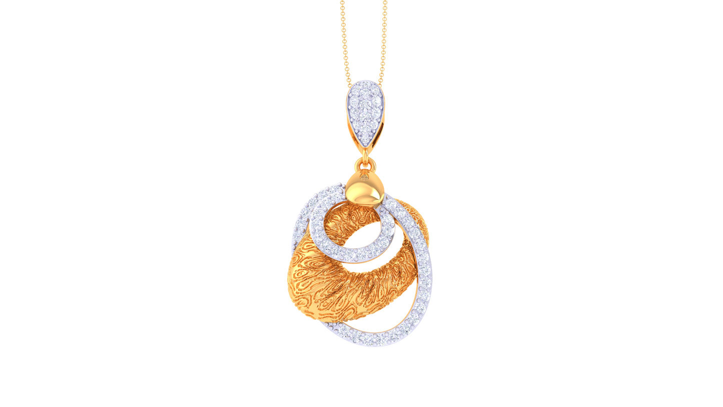 Twist Of Elegance Golden Pendent - 0.60 Ct Sparkling Round Diamonds With Timeless Elegance