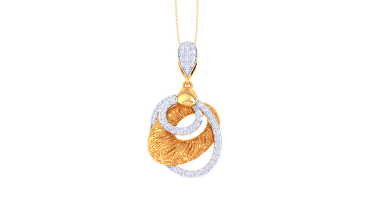 Twist Of Elegance Golden Pendent - 0.60 Ct Sparkling Round Diamonds With Timeless Elegance