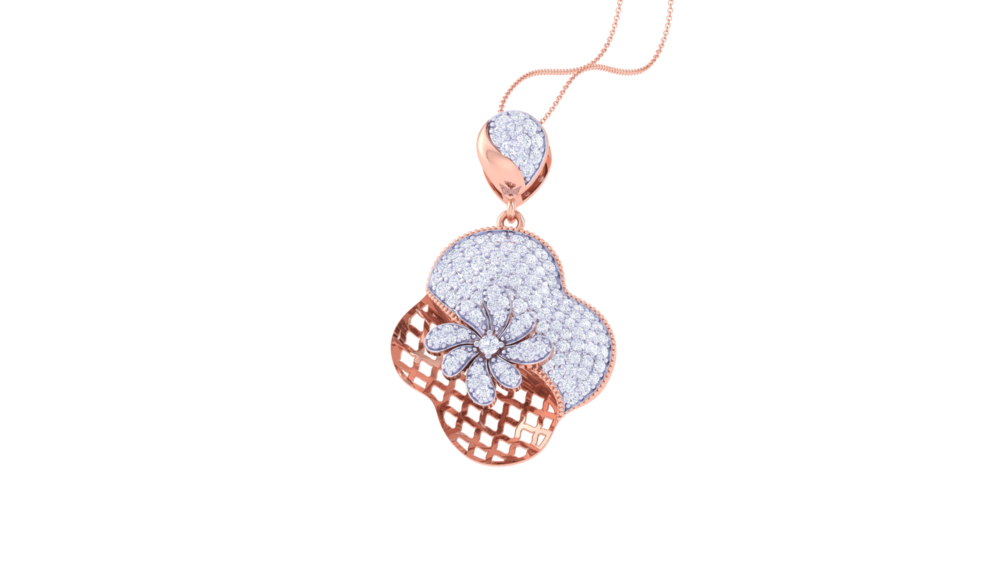 Blooming Floral Pendent In Gold - 1.37 Ct Round Cut diamonds With Timeless luxury and Modern Style