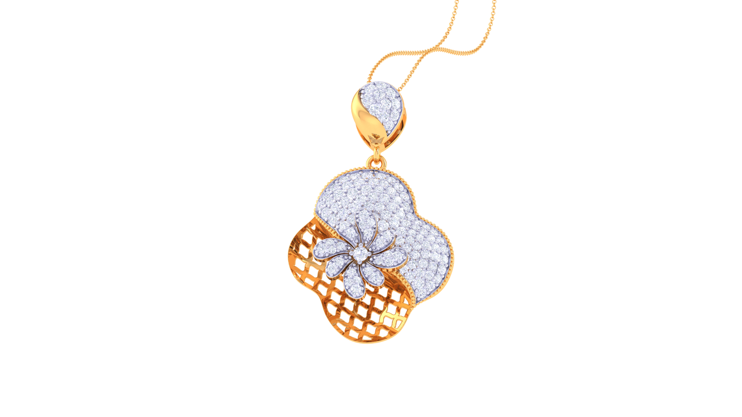 Blooming Floral Pendent In Gold - 1.37 Ct Round Cut diamonds With Timeless luxury and Modern Style