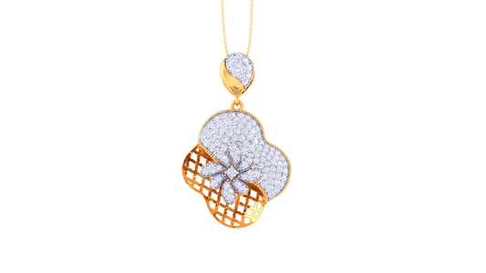 Blooming Floral Pendent In Gold - 1.37 Ct Round Cut diamonds With Timeless luxury and Modern Style