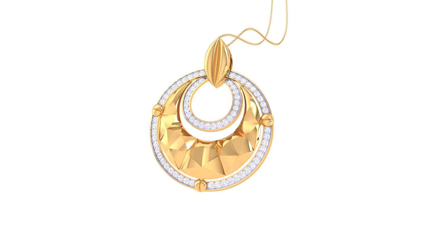 Celestial Loop Bloom Pendent In Rose Gold - 0.57 Ct Round Cut Diamonds