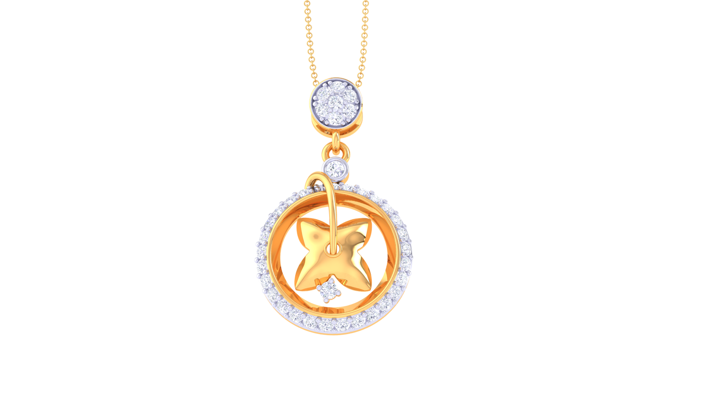 Star Lattice Diamoond Pendent In Gold - 0.41 Ct