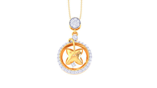 Star Lattice Diamoond Pendent In Gold - 0.41 Ct