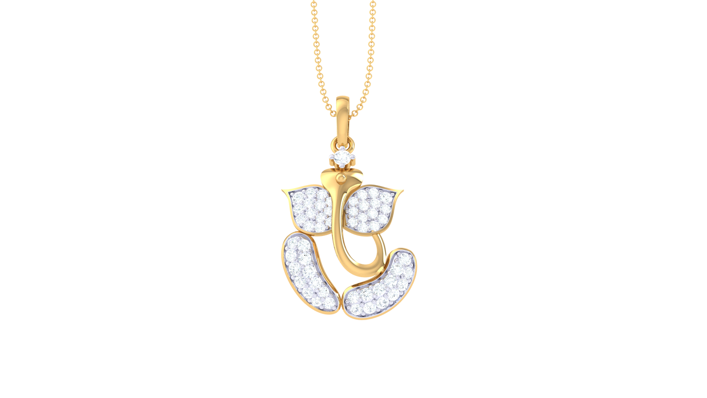 Divine Vinayak Pendant In Gold - 0.33 Ct Brilliant Cut Diamonds