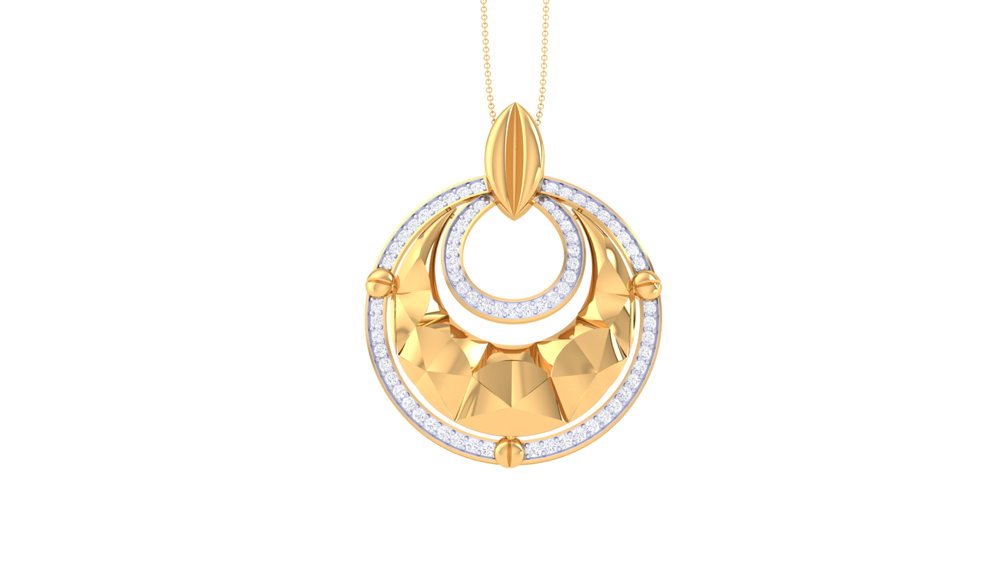 Celestial Loop Bloom Pendent In Rose Gold - 0.57 Ct Round Cut Diamonds