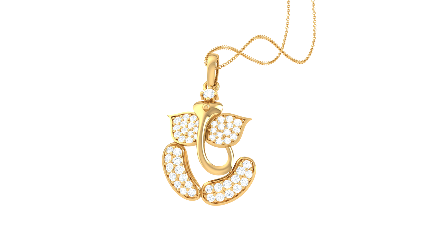 Divine Vinayak Pendant In Gold - 0.33 Ct Brilliant Cut Diamonds