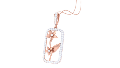 Graceful Floral Motif Gold Pendant - 0.73 ct Brilliant Cut Diamonds