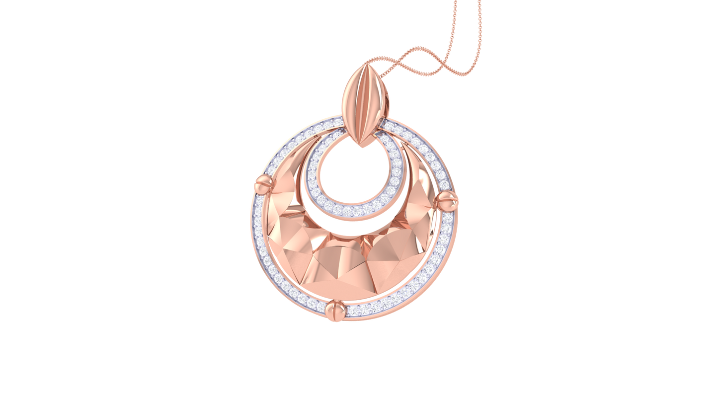 Celestial Loop Bloom Pendent In Rose Gold - 0.57 Ct Round Cut Diamonds