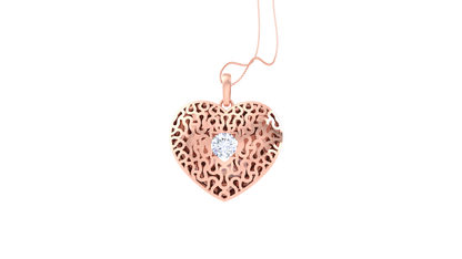 Filigree Heart Pendant In Gold - 0.59 Ct Diamond In Center