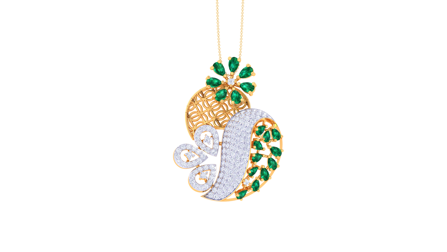 Blossoming Sparkle Diamond Pendent In Gold - 1.42 Ct Brilliant Round With Timeless Allure