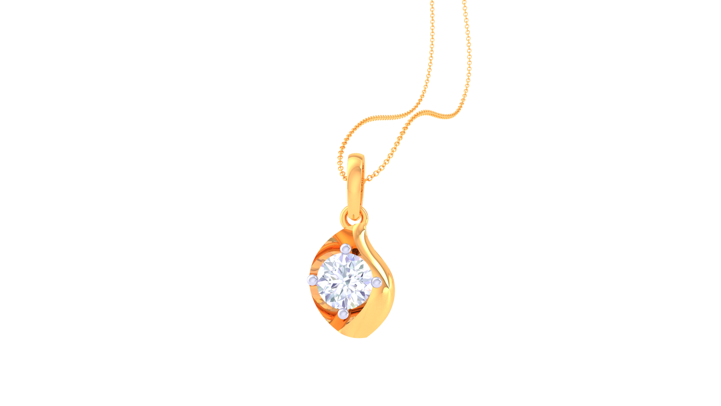 Aura Solitaire Pendant In Gold – 0.59 Ct Brilliant Round Diamond