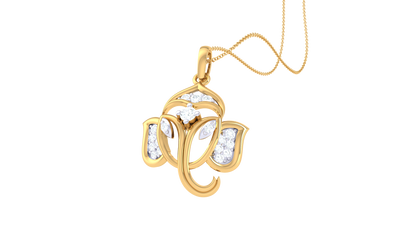 Graceful Ganesha Pendant In Gold - 0.13 Ct Diamond Highlights