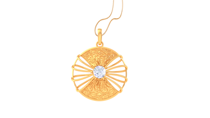 Radiant Bloom Pendant In Gold Textured - 0.59 Ct Diamond