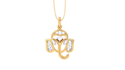 Graceful Ganesha Pendant In Gold - 0.13 Ct Diamond Highlights