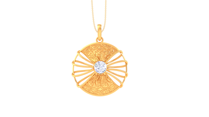 Radiant Bloom Pendant In Gold Textured - 0.59 Ct Diamond