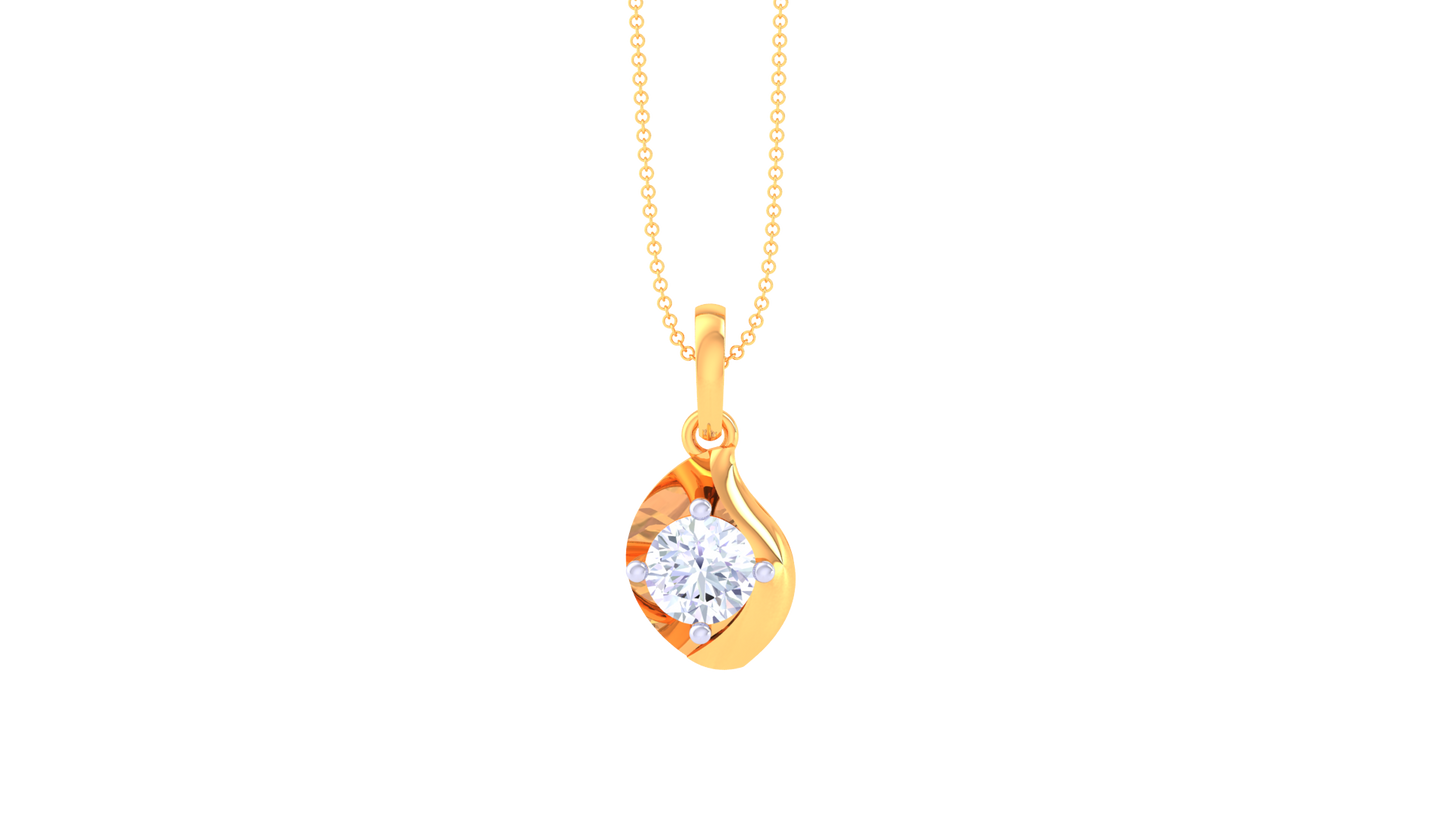 Aura Solitaire Pendant In Gold – 0.59 Ct Brilliant Round Diamond