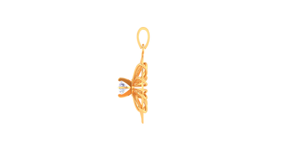 Radiant Bloom Pendant In Gold Textured - 0.59 Ct Diamond