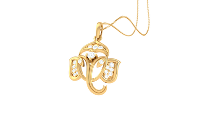 Graceful Ganesha Pendant In Gold - 0.13 Ct Diamond Highlights