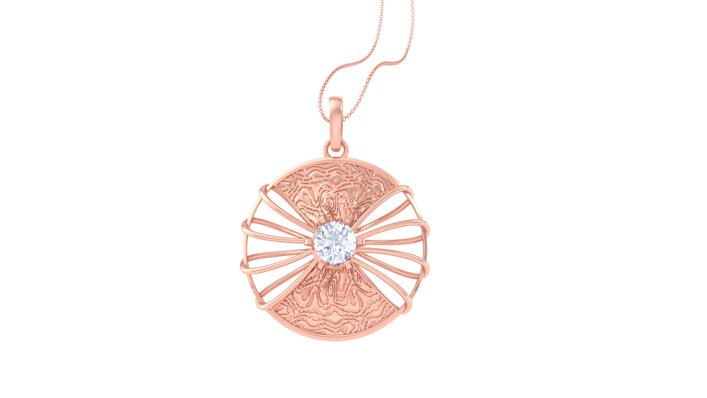 Radiant Bloom Pendant In Gold Textured - 0.59 Ct Diamond